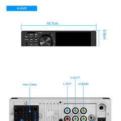 Universel - 4" 1-din radio m. Apple Carplay og Android Auto (kablet) med 4-inch skærm og tilslutningsmuligheder