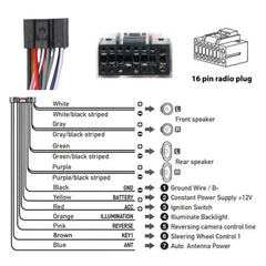 Radiokabel til Hyundai/Kia m. Canbus og org. kamera - 16-pin radio plug wiring diagram