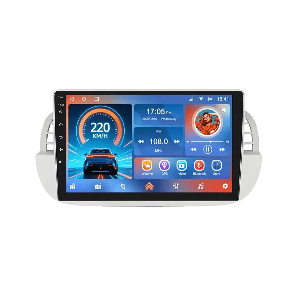 Fiat 500 07-15 - 9" Radio m. Apple CarPlay og Android Auto – Bilmedie.dk