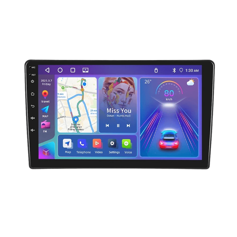 Ford Transit 21-25 - 10,1" Radio m. Apple CarPlay og Android Auto with touchscreen display and navigation features.