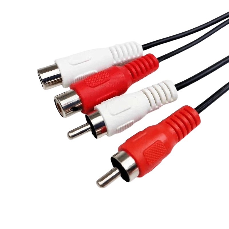 RCA forlængerkabel – 1 meter (rød/hvid, han til hun) med rød og hvid stik til lydforbindelse.